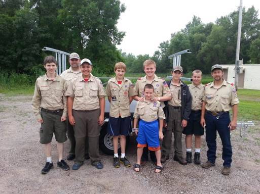 Boy Scouts Standing in Front of 6 Place Canoe or Kayak Trailer