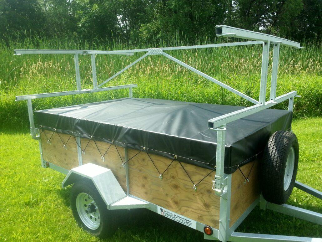 4 Place canoe trailer 5c8 with 24″ sides Remackel Trailers
